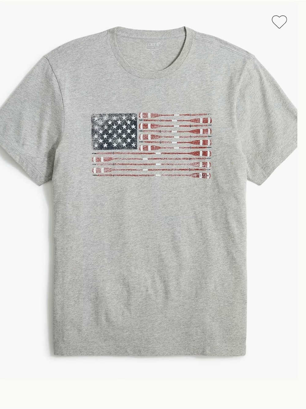 J. Crew Men’s Heather Gray Short-Sleeve Tee with Distressed Flag Graphic